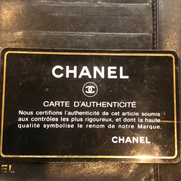 CHANEL CC Logo Black Caviar Frame Kisslock Long Bifold Wallet Authenticity Card - Picture 9 of 15